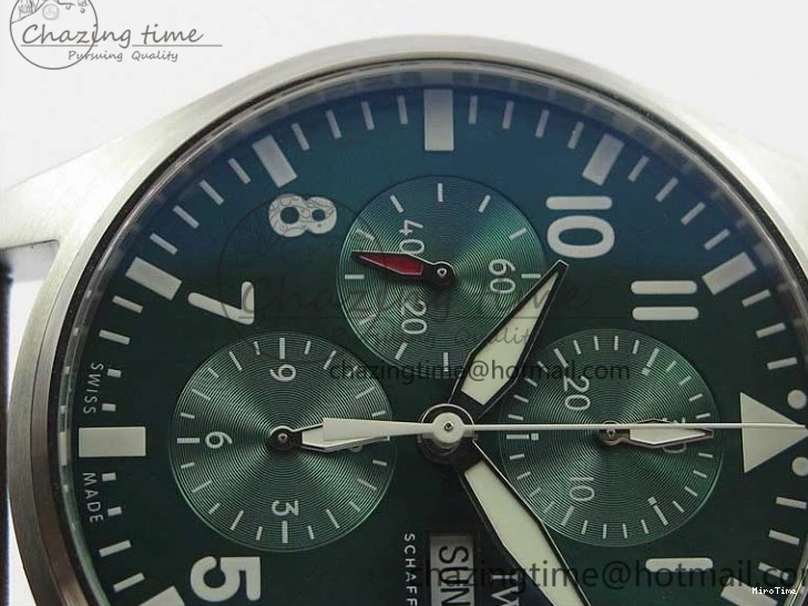 MIROTIME 0103 Pilot Chrono IW377726 ZF 1:1 Best Edition Green Dial on Brown Leather Strap A Trendsetting 7125